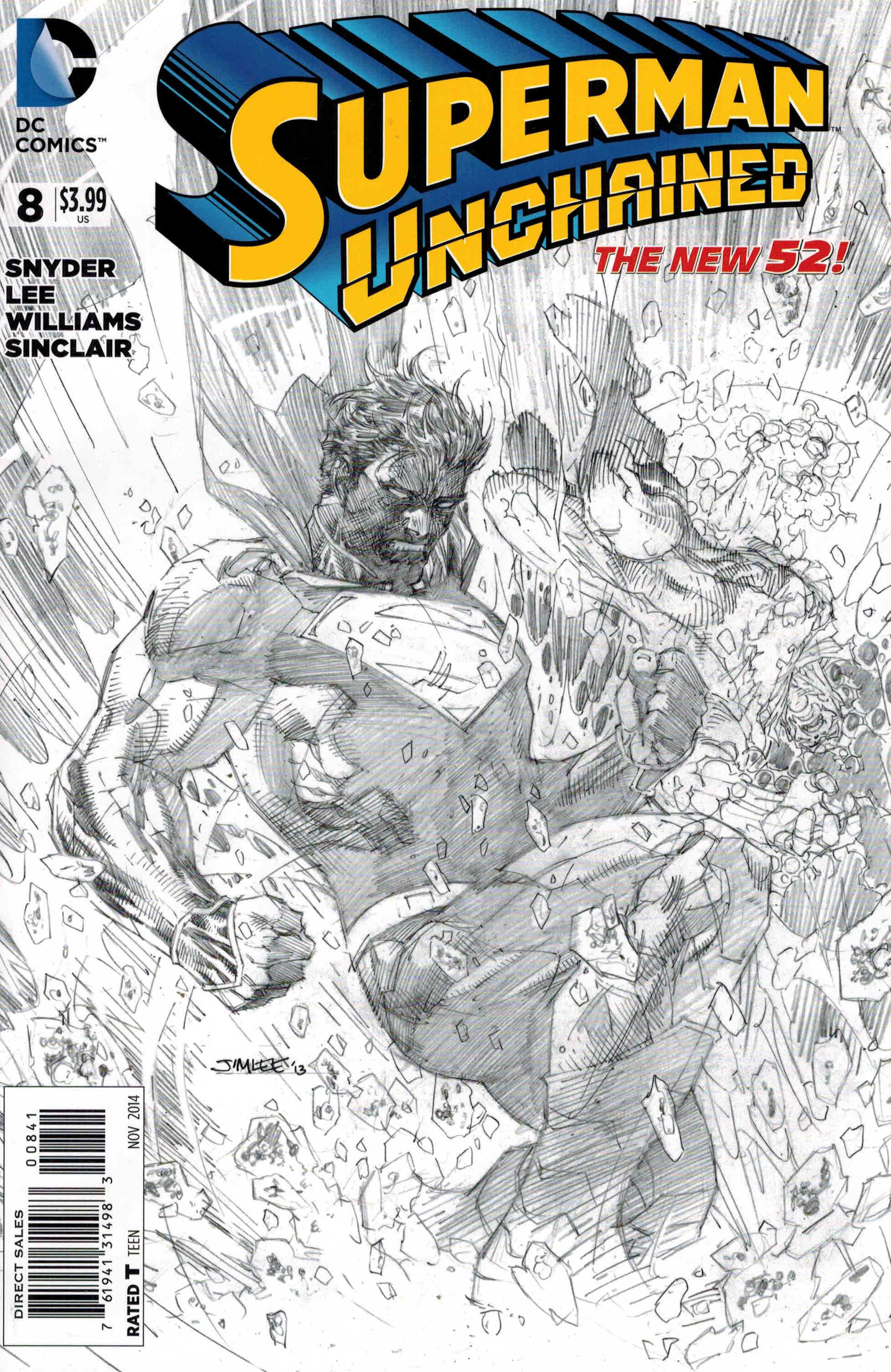 Superman Unchained #8 1:100 Jim Lee B&W Sketch Variant DC 2013 – Ultimate  Comics