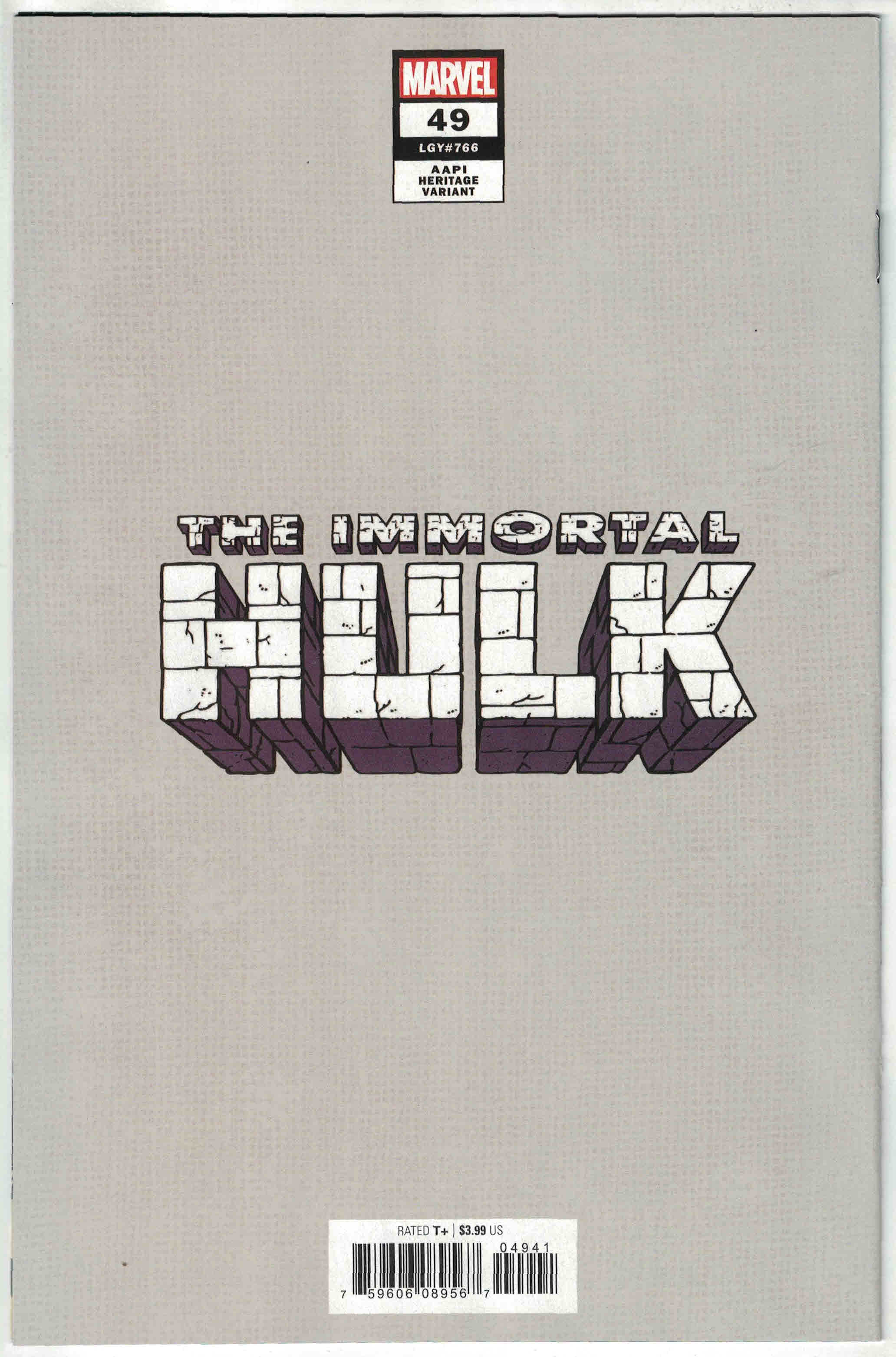 Immortal Hulk #49 1:50 Inhyuk Lee Virgin AAFI Heritage Variant Marvel ...