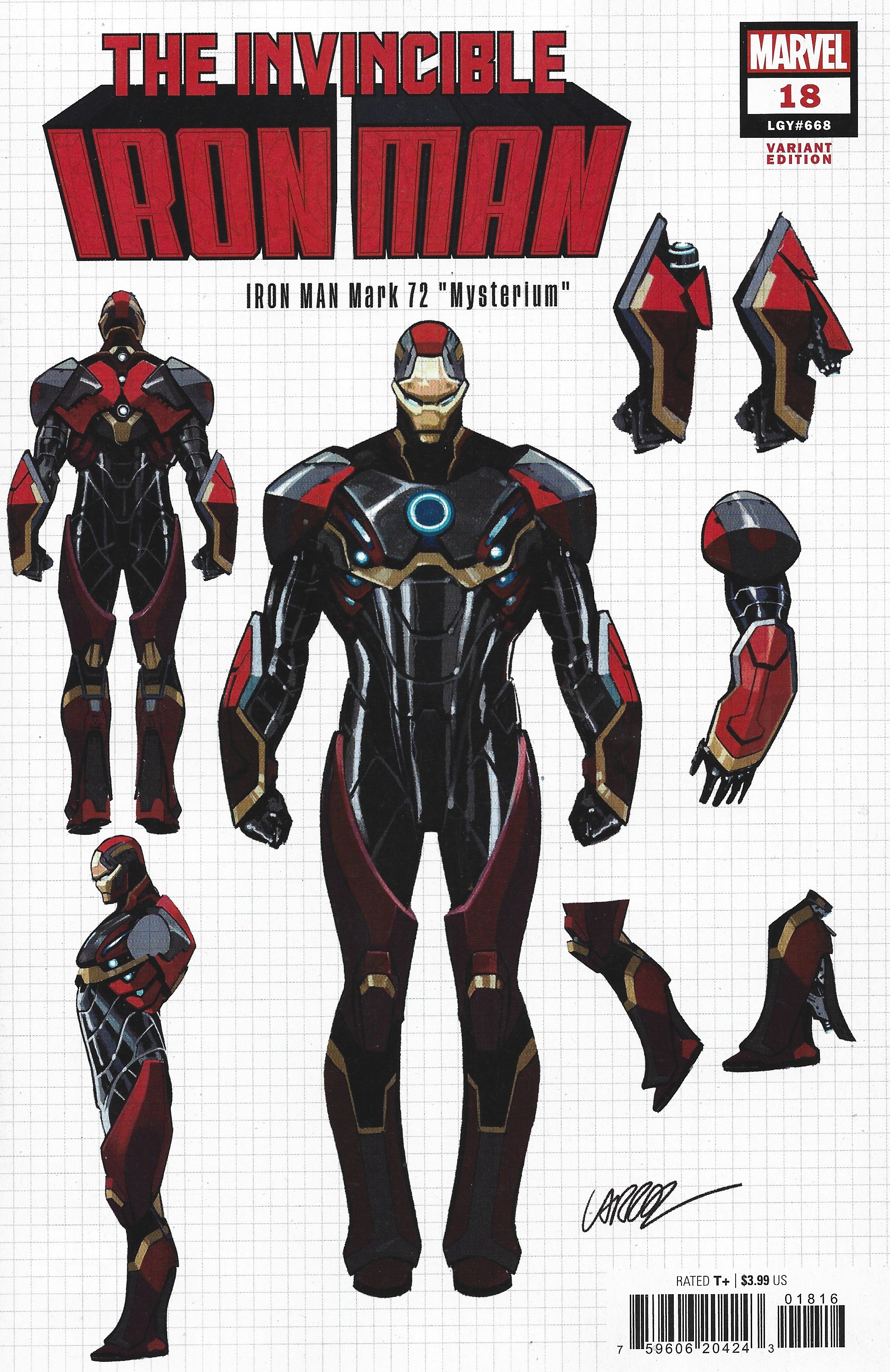 Invincible Iron Man #18 1:10 Pepe Larraz Design Variant Marvel